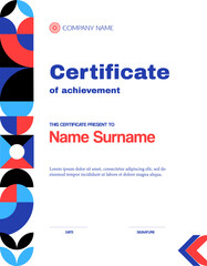 Poster - Certificate of achievement template with abstract geometric pattern, vector background. Certificate of appreciation or diploma template with modern geometric pattern for education achievement