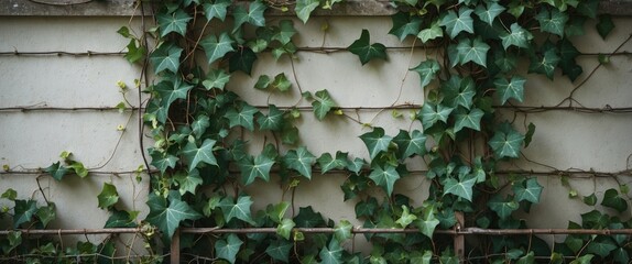 Poster - Lush Green Ivy Climbing on a Wall for Natural Organic Backgrounds and Textures