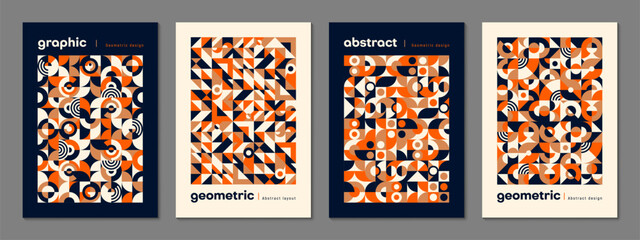 Poster - Abstract modern geometric poster templates. Event advertising leaflets vector page with abstract pattern. Corporate identity retro posters or banners templates with abstract geometrical shapes