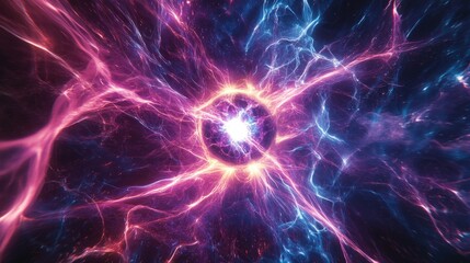 Poster - a futuristic energy generator using zero-point energy, surrounded by electromagnetic fields and plas