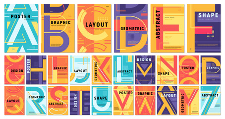 Poster - alphabet letters for book covers or typography poster templates, vector layouts. modern abstract alp