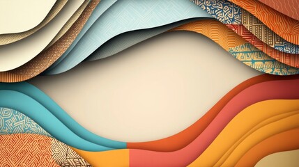 Poster - Intricate layers of vibrant colors create a dynamic abstract design featuring wavy patterns with rich textures in a balanced composition