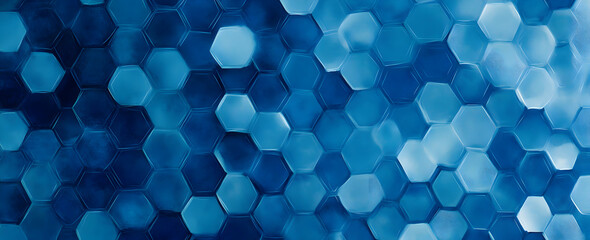 Poster - Blue background with dark blue hexagons in the foreground