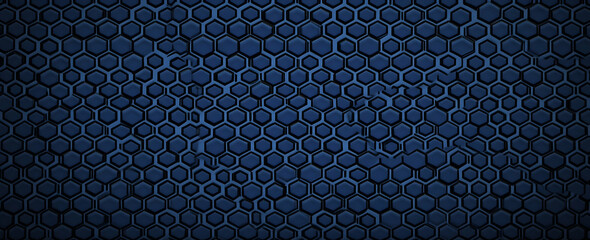 Poster - Blue background with dark blue hexagons in the foreground