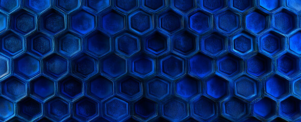 Poster - Blue abstract background with hexagonal shapes
