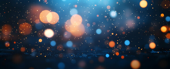 Poster - Abstract blue background with a digital circuit board and glowing particles