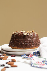 Wall Mural - Delicious classic chocolate almond kouglof 