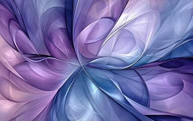 Poster - digital art piece featuring fluid, flowing shapes in shades of purple and blue