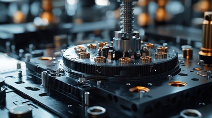 Poster - Close-Up of Precision Engineering Components and Machinery in a Modern Manufacturing Environment