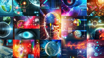 Poster - This display features vibrant visuals of AI, technology, and global connections in a captivating showcase
