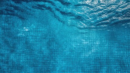 Poster - Abstract Aquatic Background with Clear Blue Water Overlaying Pool Tiles Ideal for Text Placement and Graphic Design Projects