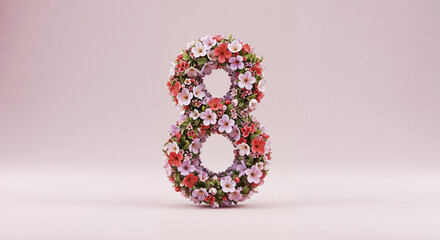 Poster - charming number eight concept of international women's day . Generative AI