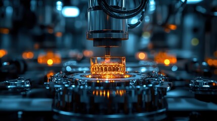 Poster - Advanced Robotics in Action with Futuristic Machinery and Precision Engineering in a High-Tech Environment