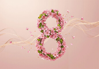 Poster - charming number eight concept of international women's day . Generative AI