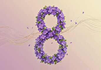 Poster - charming number eight concept of international women's day . Generative AI