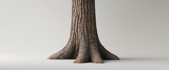 Poster - realistic tree trunk isolated on white background with detailed bark texture and clear clipping path