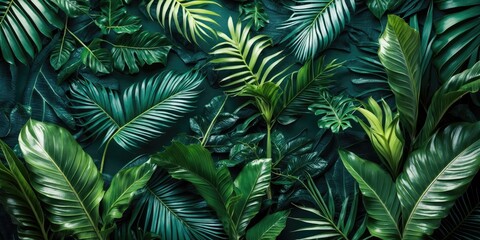 Wall Mural - Lush Tropical Plant Texture with Detailed Macro Photography and Ample Copy Space for Creative Text Overlays.