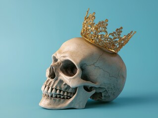 Poster - Crowned skull art piece contemporary gallery digital creation minimalist setting close-up view mortality concept