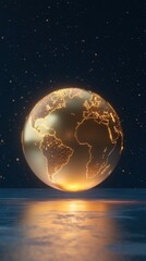 Poster - Illuminated global earth sphere display digital art futuristic concept studio environment close-up view