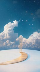 Poster - Dreamlike ascending stairs to the stars surreal landscape digital art ethereal sky fantasy concept