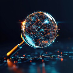 Poster - search globe with network connections and technology effects