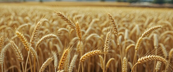 Wall Mural - Golden Wheat Field Ready for Harvest with Space for Text or Branding