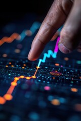 Poster - Hand Pointing at an Upward Trend Line on a Digital Graph