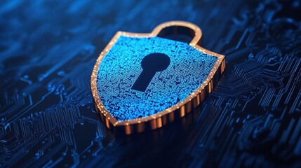 Aufkleber - A digital shield with a keyhole symbolizes security and protection in a tech-savvy environment.