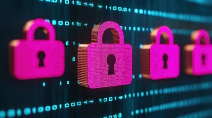 Aufkleber - The image features colorful padlock icons on a digital background, symbolizing cybersecurity and data protection.
