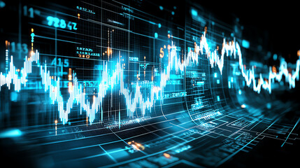 Aufkleber - Digital financial graph showing stock market trends and trading data