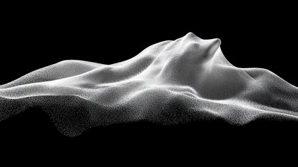 Poster - Abstract white particle landscape on black background.