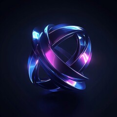 Aufkleber - Abstract Luminous Knot: A Mesmerizing Display of Intertwined Metallic Ribbons on a Dark Background