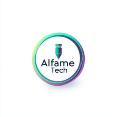 Poster - Abstract Logo Design for Alfame Tech with Pencil Icon and Gradient Circle Border on a White Backdrop
