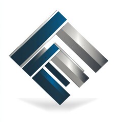 Poster - Dynamic Blue and Silver Rectangles: Abstract Geometric Logo Design with a Modern, Sleek and Professional Look