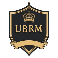Poster - Elegant Black Shield with Golden Accents, Crown, Banner, and 
