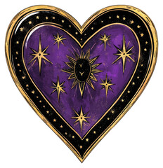 Wall Mural - PNG A gothic vector illustration of an isolated heart background celestial purple.