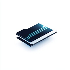 Aufkleber - Futuristic Layers: A Sleek Design with Luminous Blue Accents on a Clean White Backdrop, Symbolizing Modern Technology