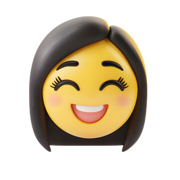 Smiling 3D Rendered Emoji Woman Character Isolated on Clean White Background