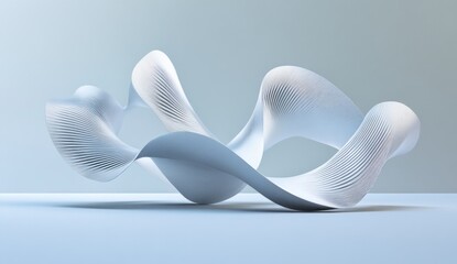Poster - Abstract white wave form on light blue background.