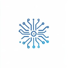 Aufkleber - Modern Blue Circuit Board Design with Central 'X' Symbol, Representing Technology and Innovation