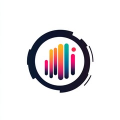 Fototapete - Modern Data Analysis: Abstract Gradient Bars with Circular Frame for a Visual Representation