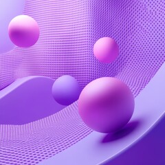 Poster - Monochromatic Purple Abstract Composition with Spheres, Textured Background, and Smooth Forms Creating a Modern Visual.