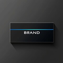 Poster - Sleek Black Brand Label with Electric Blue Accent Line on Modern Dark Gray Background for Marketing and Advertising