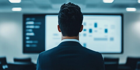 Aufkleber - Business Professional Analyzing Corporate Data in Modern Office Environment