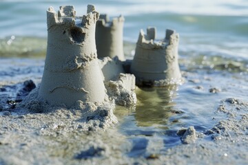 Poster - A sandy castle on calm waters