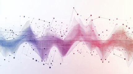 Poster - abstract visualization of sound waves with connecting dots and lines in vibrant colors