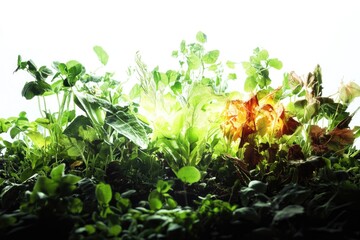 Poster - A close-up shot of various plants with different textures and colors