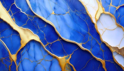 Aufkleber - abstract blue marble texture with gold veins for background, luxury design, elegant surface, graphic pattern