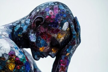 Poster - A detailed view of a human figure sculpture with intricate details, suitable for art-related projects or decorative use