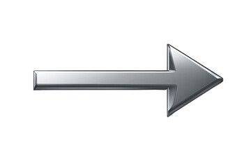 Poster - Metallic Silver Arrow Pointing Right on a Dark Background Guidance Symbol